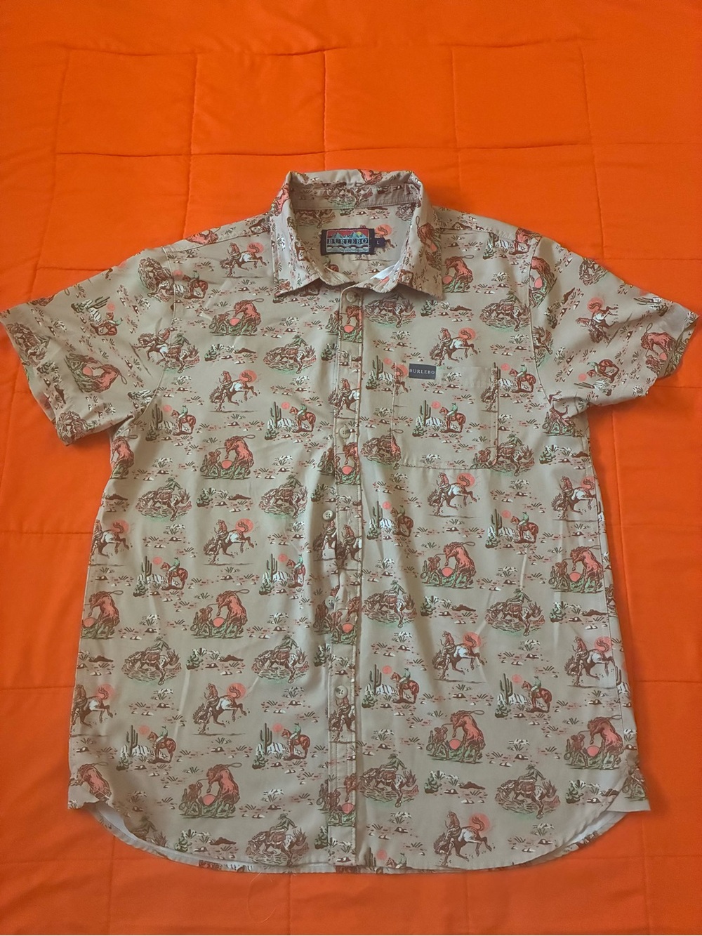 Burlebo Performance Polo Shirt Mens Large Short Sleeve Cowboy Up Western